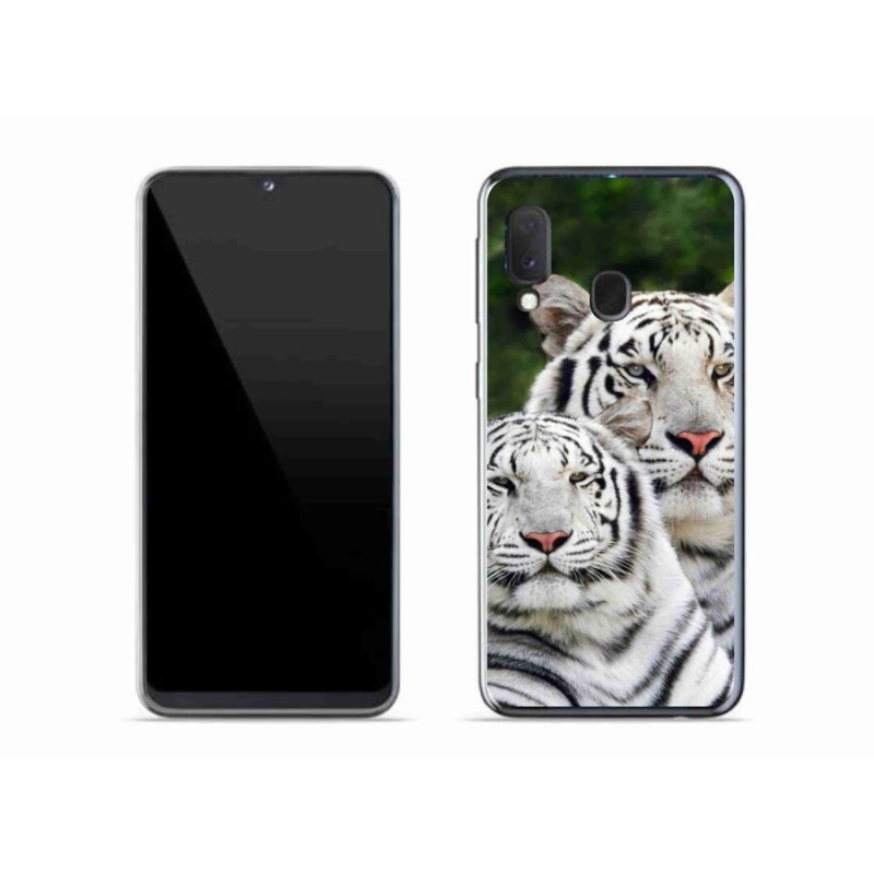 Gelový obal mmCase na mobil Samsung Galaxy A20e - bílí tygři