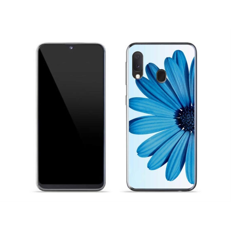 Gelový obal mmCase na mobil Samsung Galaxy A20e - modrá kopretina