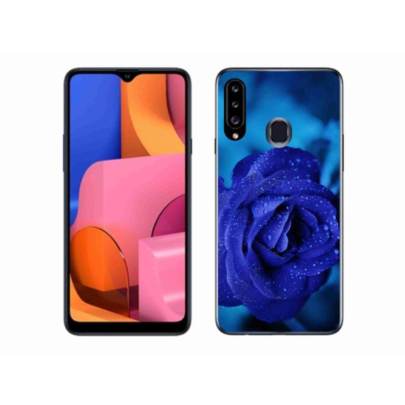 Gelový obal mmCase na mobil Samsung Galaxy A20s - modrá růže