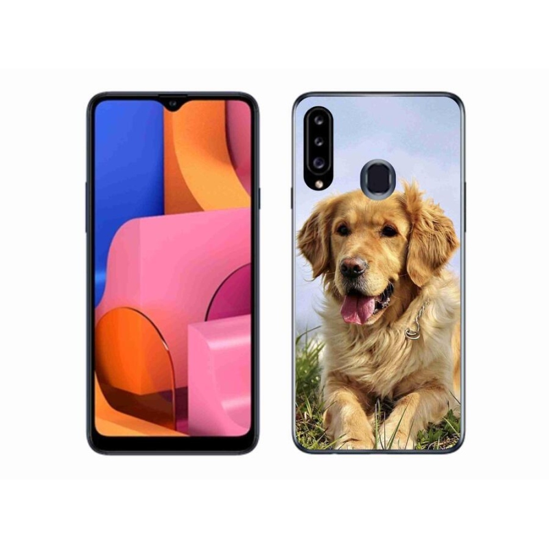 Gelový obal mmCase na mobil Samsung Galaxy A20s - zlatý retrívr