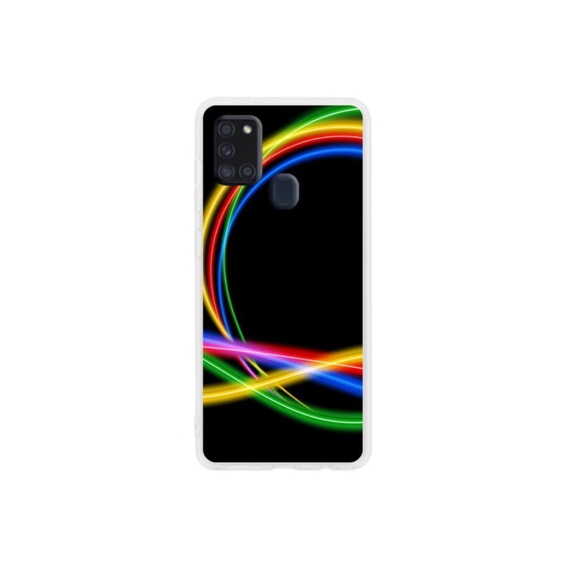 Gelový obal mmCase na mobil Samsung Galaxy A21s - neonové kruhy