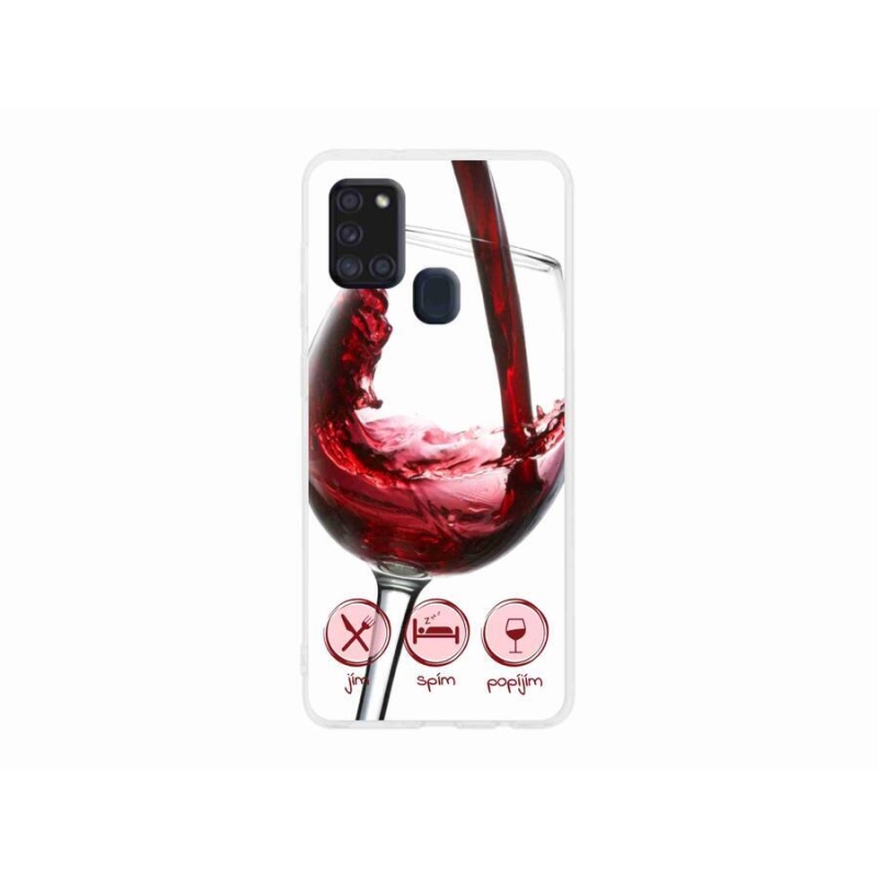 Gelový obal mmCase na mobil Samsung Galaxy A21s - sklenička vína červené