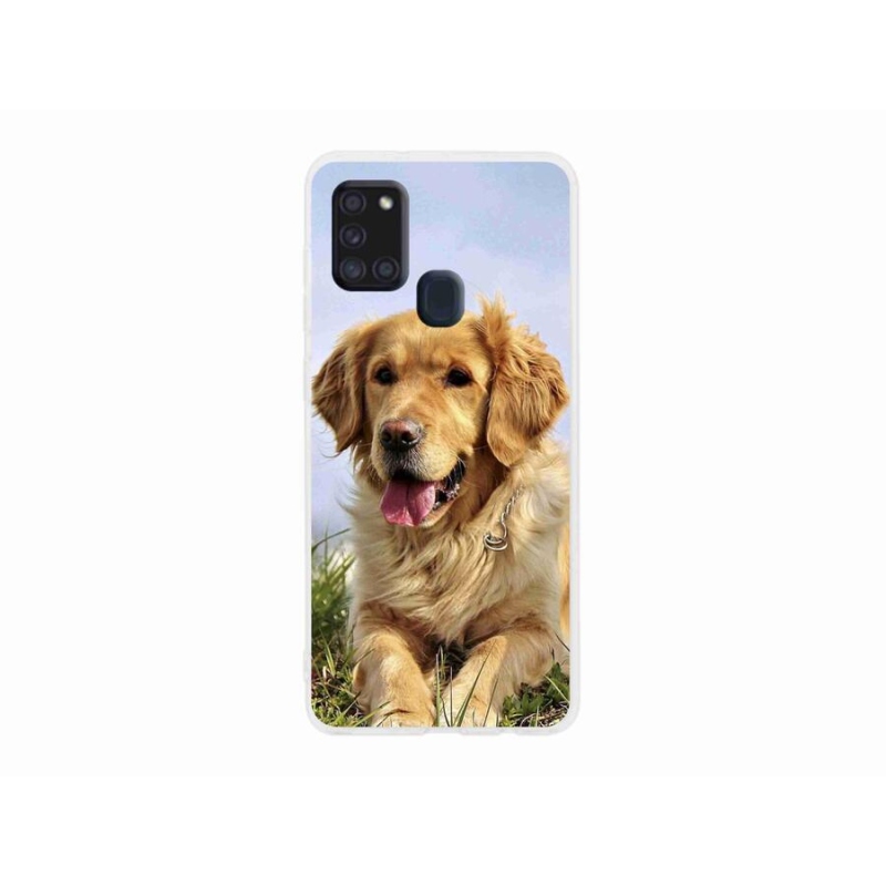 Gelový obal mmCase na mobil Samsung Galaxy A21s - zlatý retrívr