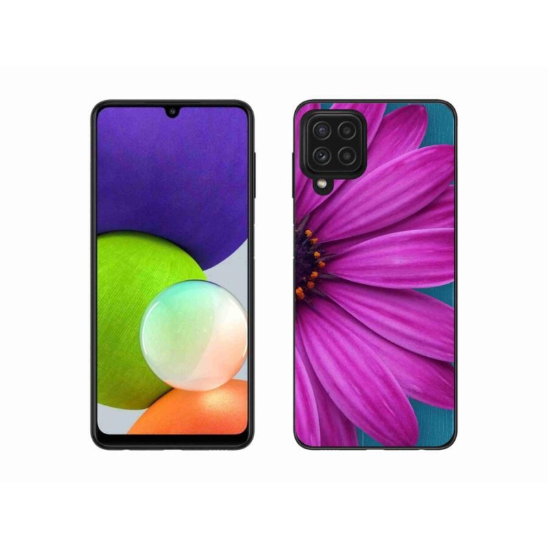 Gelový obal mmCase na mobil Samsung Galaxy A22 4G - fialová kopretina