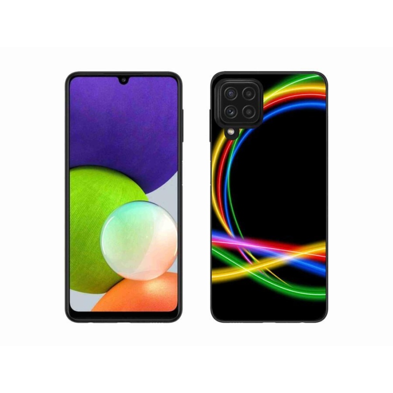 Gelový obal mmCase na mobil Samsung Galaxy A22 4G - neonové kruhy