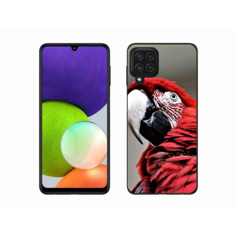 Gelový obal mmCase na mobil Samsung Galaxy A22 4G - papoušek ara červený