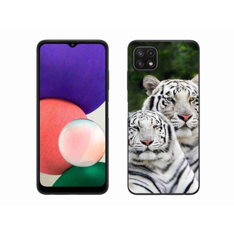Gelový obal mmCase na mobil Samsung Galaxy A22 5G - bílí tygři