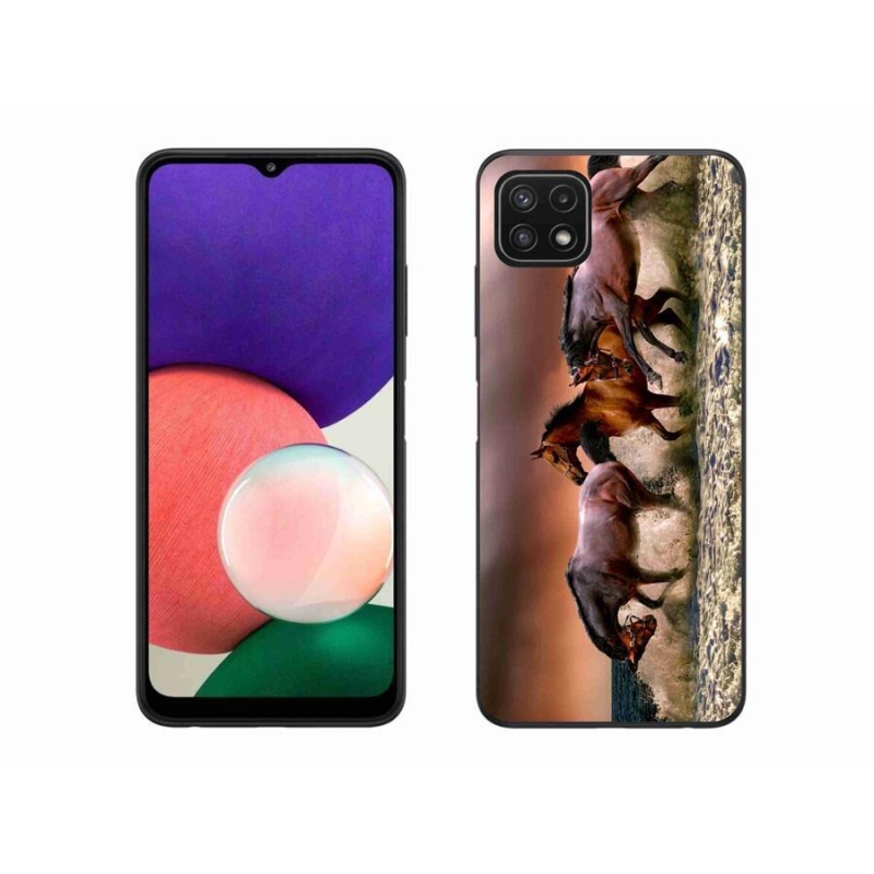 Gelový obal mmCase na mobil Samsung Galaxy A22 5G - koně 1