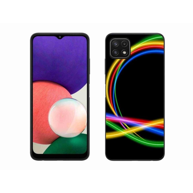 Gelový obal mmCase na mobil Samsung Galaxy A22 5G - neonové kruhy