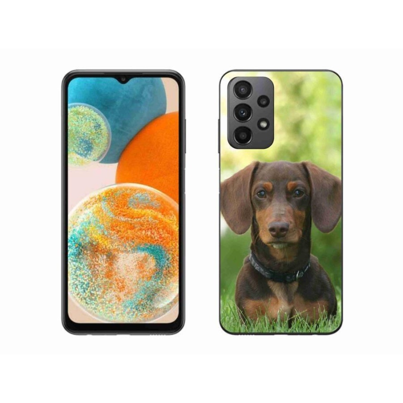 Gelový obal mmCase na mobil Samsung Galaxy A23 4G/5G - hnědý jezevčík
