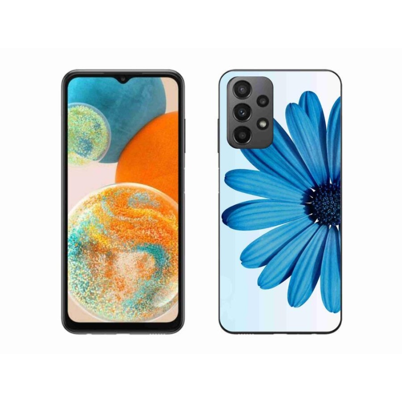 Gelový obal mmCase na mobil Samsung Galaxy A23 4G/5G - modrá kopretina