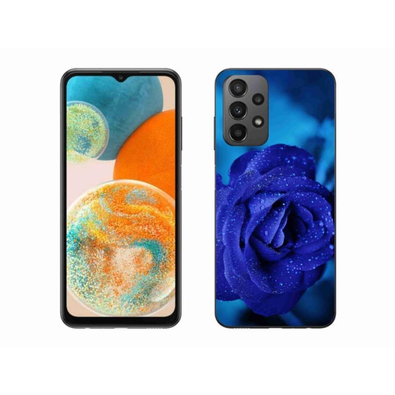 Gelový obal mmCase na mobil Samsung Galaxy A23 4G/5G - modrá růže