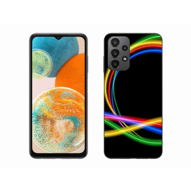 Gelový obal mmCase na mobil Samsung Galaxy A23 4G/5G - neonové kruhy