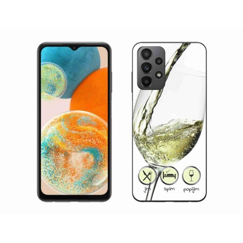Gelový obal mmCase na mobil Samsung Galaxy A23 4G/5G - sklenička vína bílé