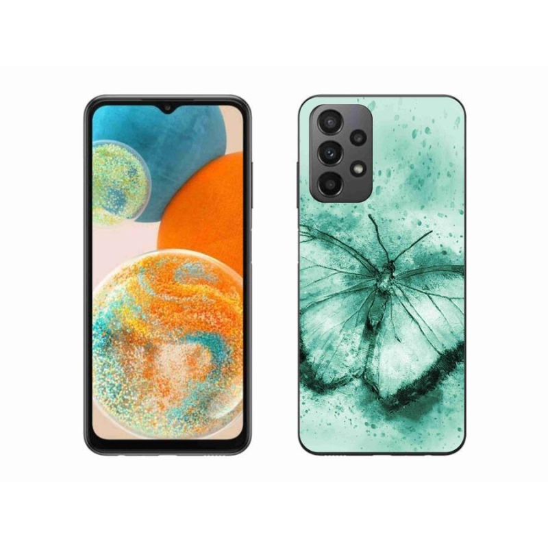 Gelový obal mmCase na mobil Samsung Galaxy A23 4G/5G - zelený motýl