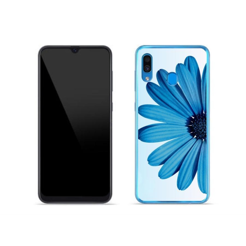 Gelový obal mmCase na mobil Samsung Galaxy A30 - modrá kopretina