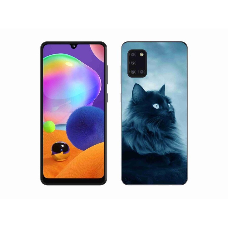 Gelový obal mmCase na mobil Samsung Galaxy A31 - černá kočka 1