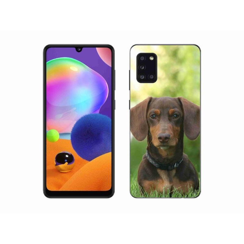 Gelový obal mmCase na mobil Samsung Galaxy A31 - hnědý jezevčík