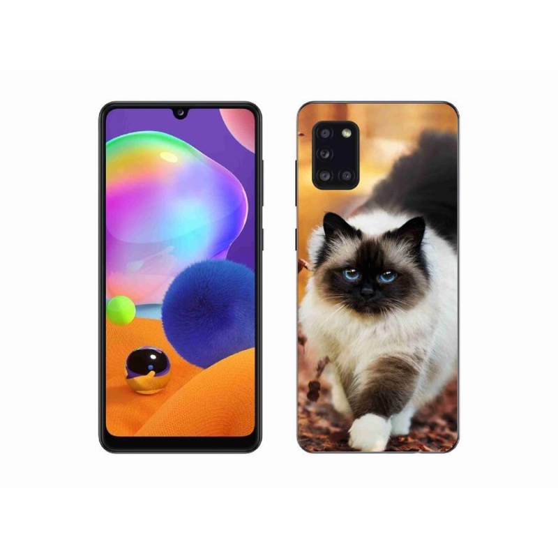 Gelový obal mmCase na mobil Samsung Galaxy A31 - kočka 1