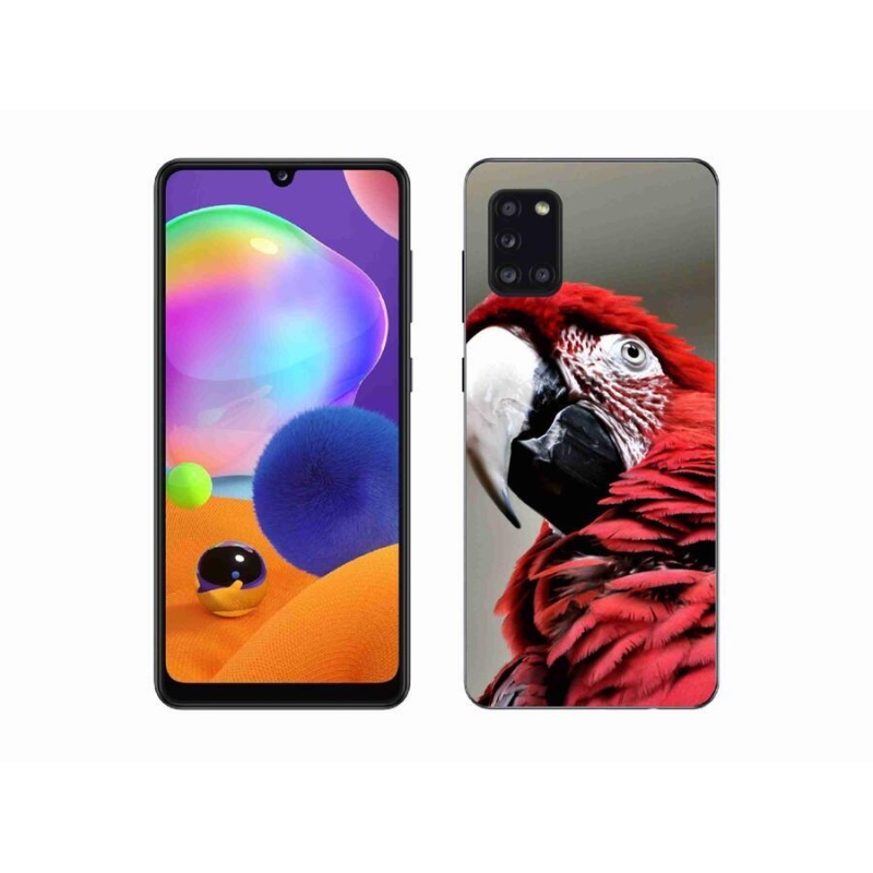 Gelový obal mmCase na mobil Samsung Galaxy A31 - papoušek ara červený