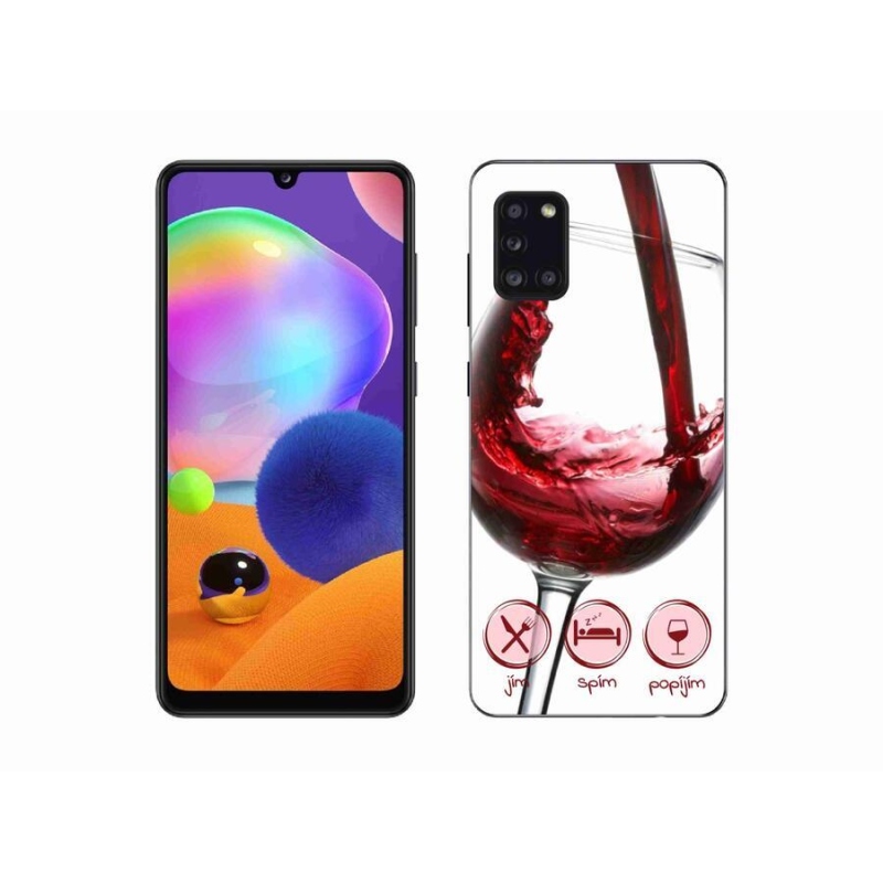 Gelový obal mmCase na mobil Samsung Galaxy A31 - sklenička vína červené