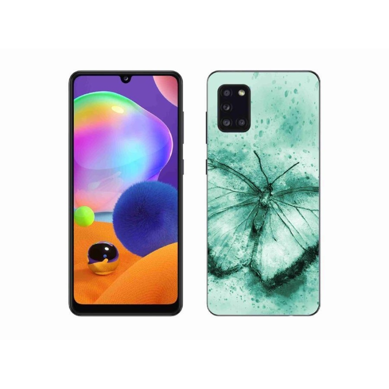 Gelový obal mmCase na mobil Samsung Galaxy A31 - zelený motýl