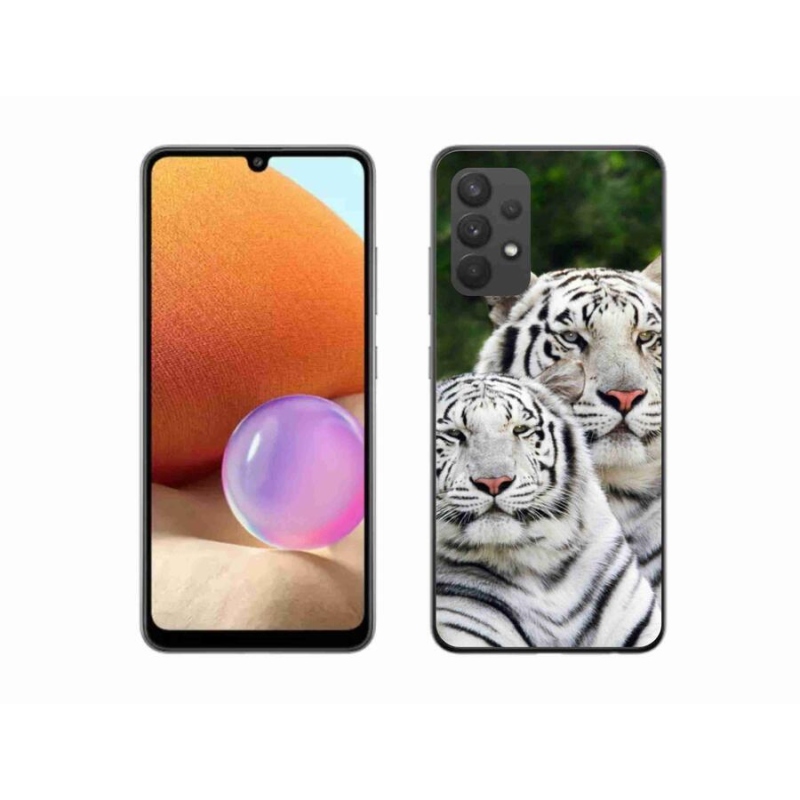 Gelový obal mmCase na mobil Samsung Galaxy A32 4G - bílí tygři