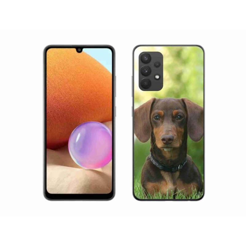 Gelový obal mmCase na mobil Samsung Galaxy A32 4G - hnědý jezevčík