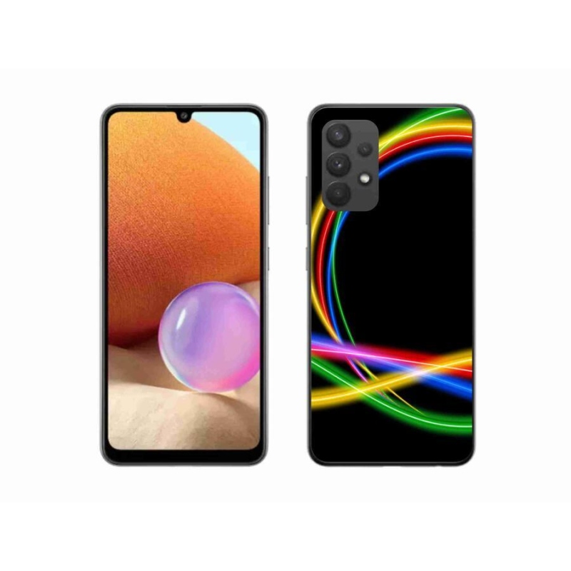 Gelový obal mmCase na mobil Samsung Galaxy A32 4G - neonové kruhy