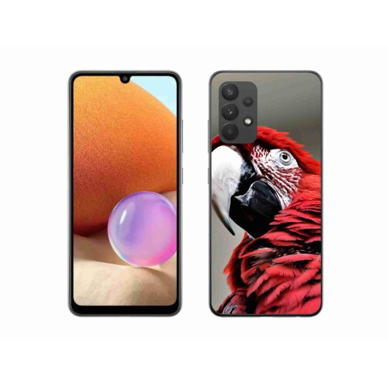 Gelový obal mmCase na mobil Samsung Galaxy A32 4G - papoušek ara červený