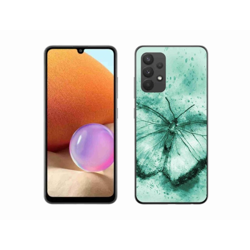 Gelový obal mmCase na mobil Samsung Galaxy A32 4G - zelený motýl