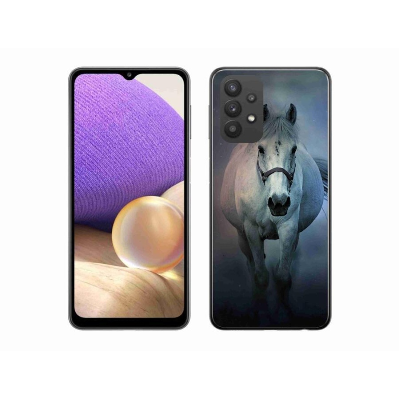 Gelový obal mmCase na mobil Samsung Galaxy A32 5G - běžící bílý kůň