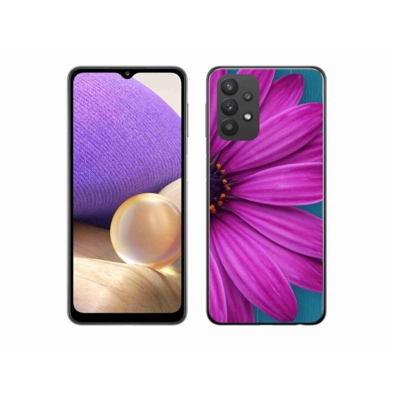Gelový obal mmCase na mobil Samsung Galaxy A32 5G - fialová kopretina