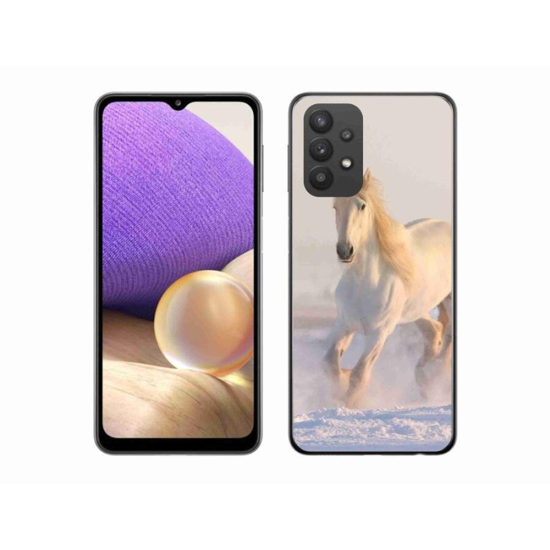 Gelový obal mmCase na mobil Samsung Galaxy A32 5G - kůň ve sněhu
