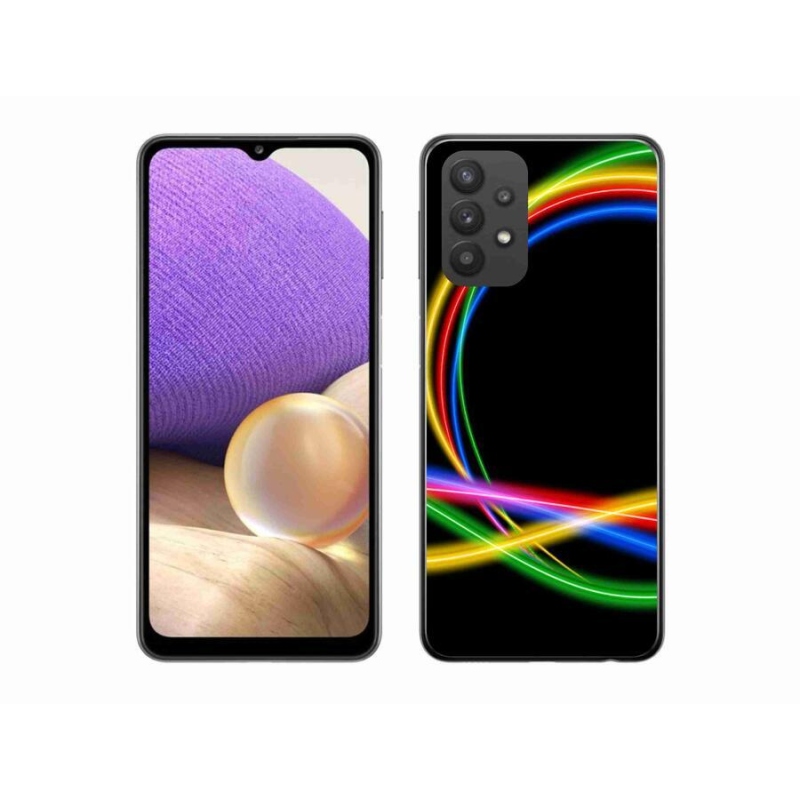 Gelový obal mmCase na mobil Samsung Galaxy A32 5G - neonové kruhy