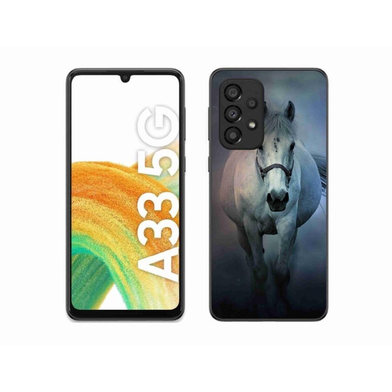 Gelový obal mmCase na mobil Samsung Galaxy A33 5G - běžící bílý kůň