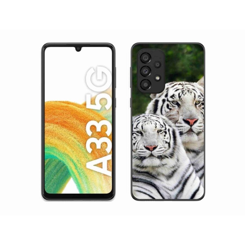 Gelový obal mmCase na mobil Samsung Galaxy A33 5G - bílí tygři
