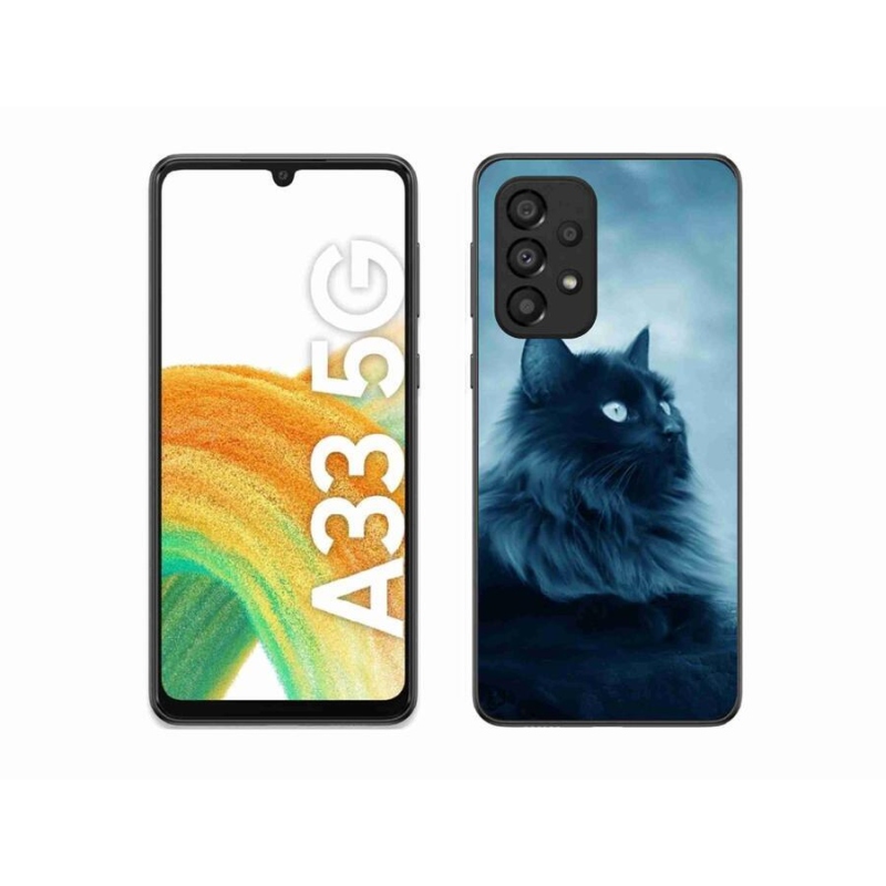 Gelový obal mmCase na mobil Samsung Galaxy A33 5G - černá kočka 1