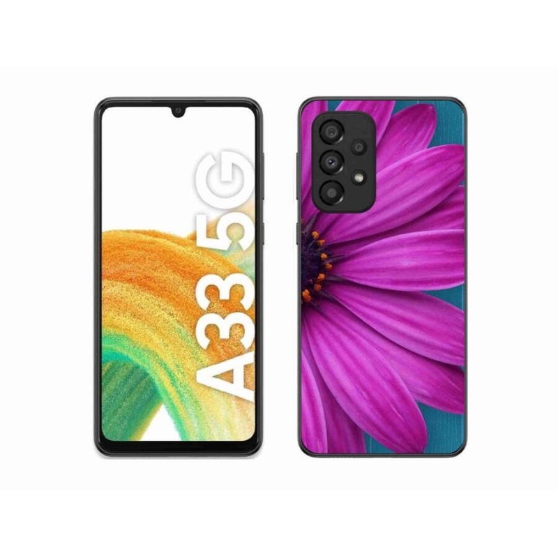 Gelový obal mmCase na mobil Samsung Galaxy A33 5G - fialová kopretina