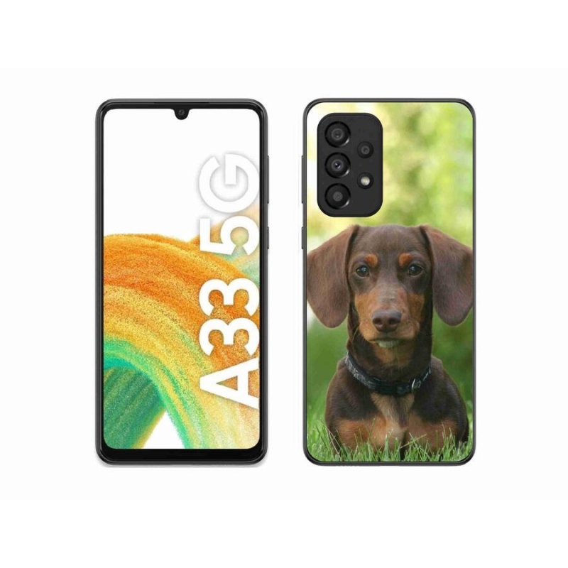 Gelový obal mmCase na mobil Samsung Galaxy A33 5G - hnědý jezevčík