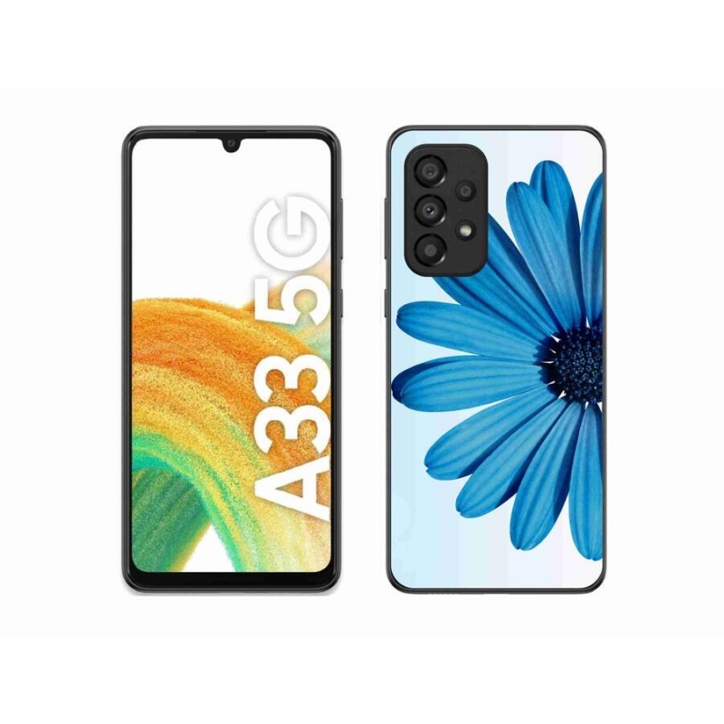 Gelový obal mmCase na mobil Samsung Galaxy A33 5G - modrá kopretina