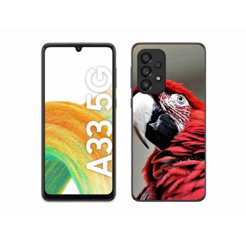 Gelový obal mmCase na mobil Samsung Galaxy A33 5G - papoušek ara červený