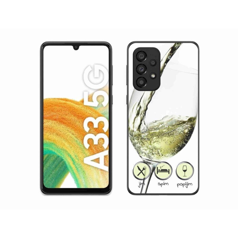 Gelový obal mmCase na mobil Samsung Galaxy A33 5G - sklenička vína bílé