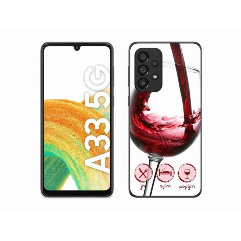 Gelový obal mmCase na mobil Samsung Galaxy A33 5G - sklenička vína červené