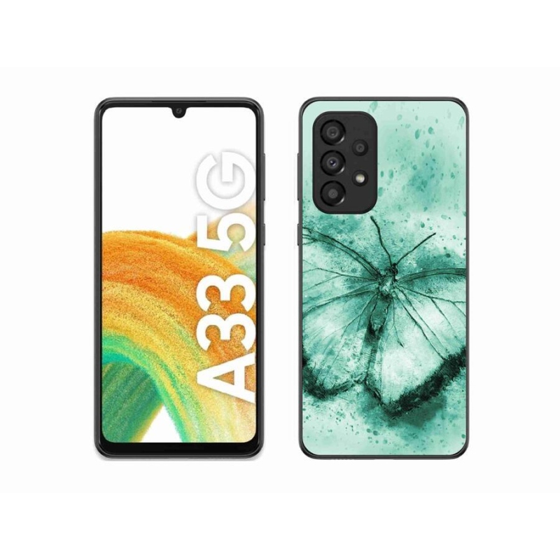 Gelový obal mmCase na mobil Samsung Galaxy A33 5G - zelený motýl