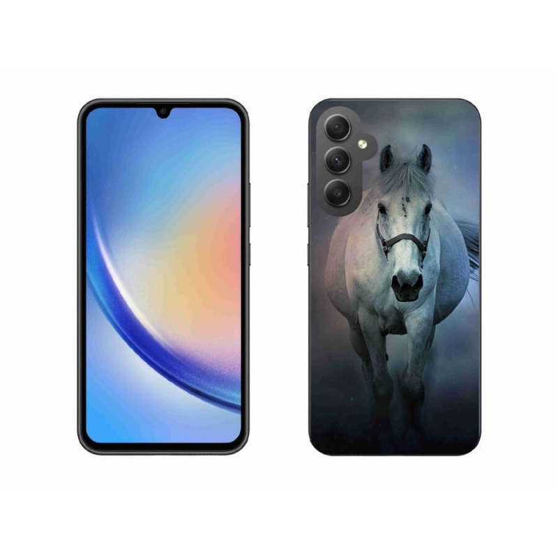 Gelový obal mmCase na mobil Samsung Galaxy A34 5G - běžící bílý kůň
