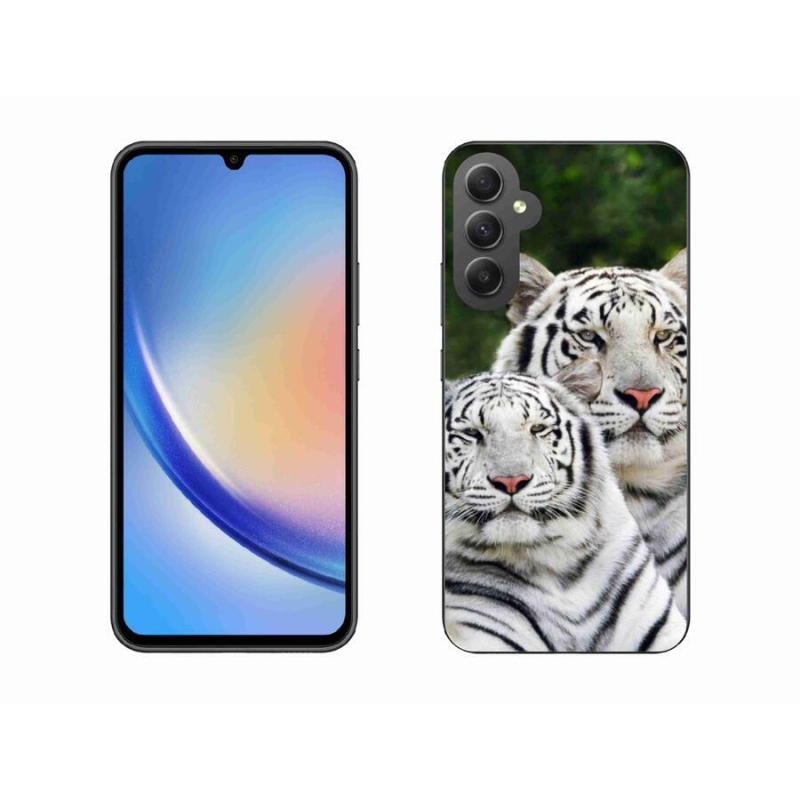 Gelový obal mmCase na mobil Samsung Galaxy A34 5G - bílí tygři