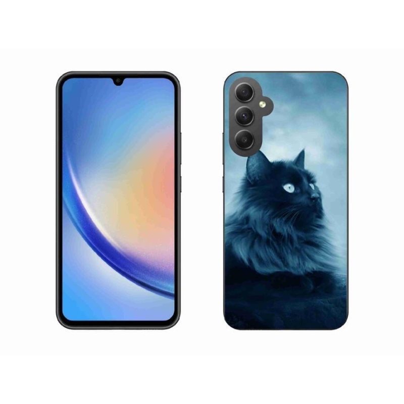 Gelový obal mmCase na mobil Samsung Galaxy A34 5G - černá kočka 1