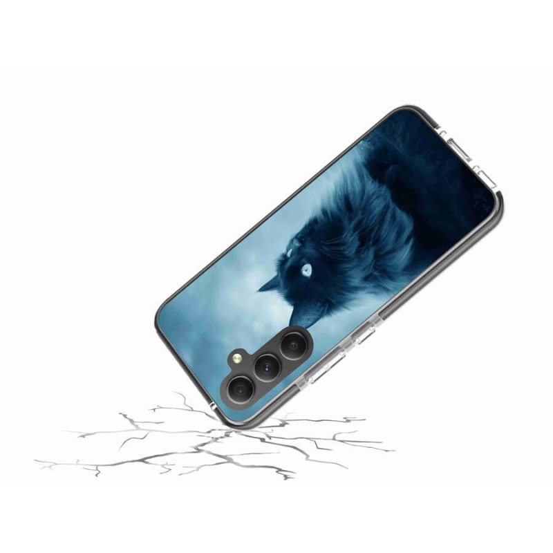 Gelový obal mmCase na mobil Samsung Galaxy A34 5G - černá kočka 1