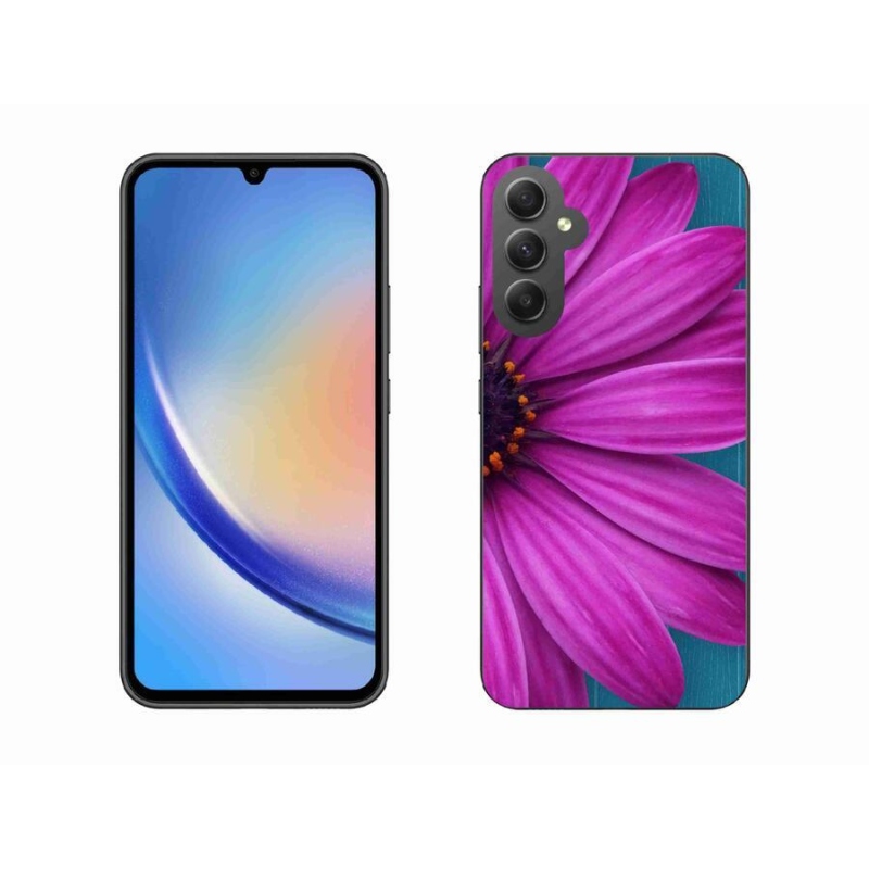 Gelový obal mmCase na mobil Samsung Galaxy A34 5G - fialová kopretina